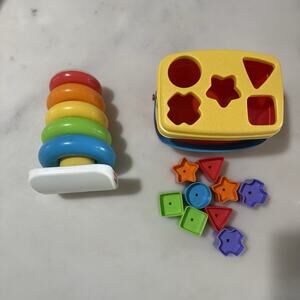 Toy Bundle Fisher-Price Shape Sorter & Stacking Rings Set for Preschool 12m-3yrs